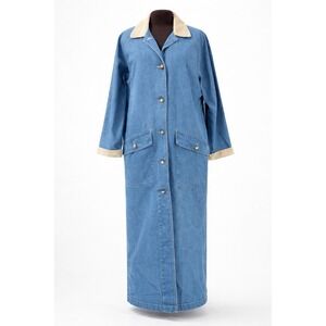 L.L. Bean Denim Barn Coat Duster Detachable Wool Liner USA  Women Size M R185